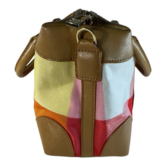 Vtg Liz Claiborne 90s Y2K Kelly Purse Gingham Pop Of Color Pattern Gold Accents - Picture 5 of 11